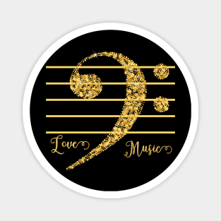 F clef,Bass clef,Love Music,musical notes.luxury style Magnet